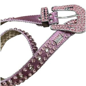 B.B. Simon Pink Crystal Studded Western Buckle Y2k style Belt size 32